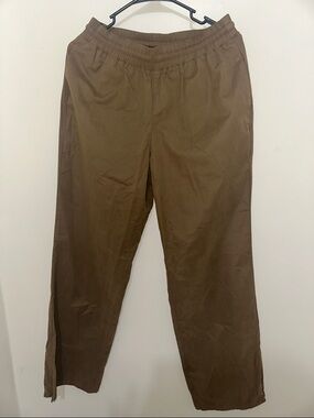 Good American Elastic Waist Women’s Olive Brown Straight Track Pants Size 2
